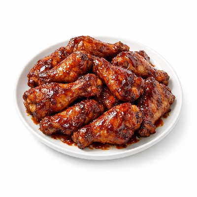 Chicken wing frozen glazed barbecue flavored heated conventional oven