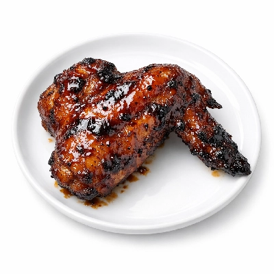 Chicken wing frozen glazed barbecue flavored heated microwave