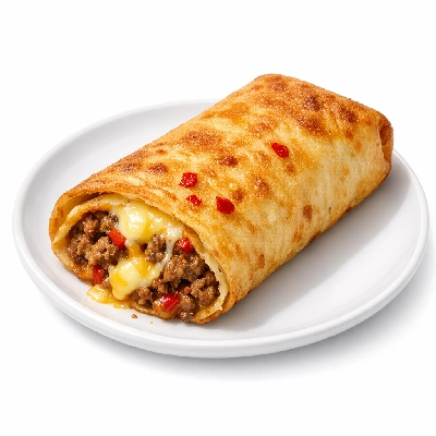 Chimichanga with beef, cheese, and red chili peppers