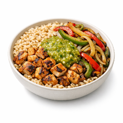 Chipotle Brown Rice Chicken Fajita Vegetables Green Salsa Burrito Bowl