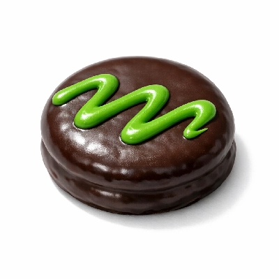Chocolate-Covered Cookie with Green Icing