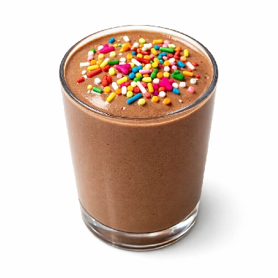 Chocolate protein shake with sprinkles