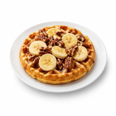 Coco's Bakery Restaurant Breakfast Banana Pecan Waffle Combo