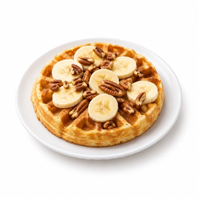 Coco's Bakery Restaurant Breakfast Banana Pecan Waffle Deluxe