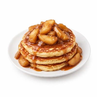 Coco's Bakery Restaurant Breakfast Cinnamon Apple & Caramel Pancakes Combo