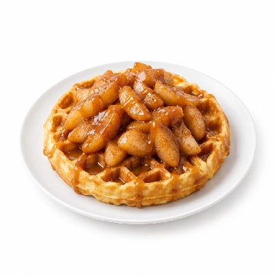Coco's Bakery Restaurant Breakfast Cinnamon Apple & Caramel Waffle Combo