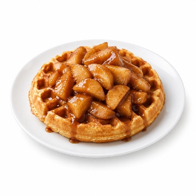 Coco's Bakery Restaurant Breakfast Cinnamon Apple & Caramel Waffle Deluxe