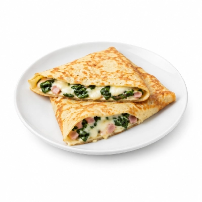 Coco's Bakery Restaurant Breakfast Spinach Ham & Cheese Crepes
