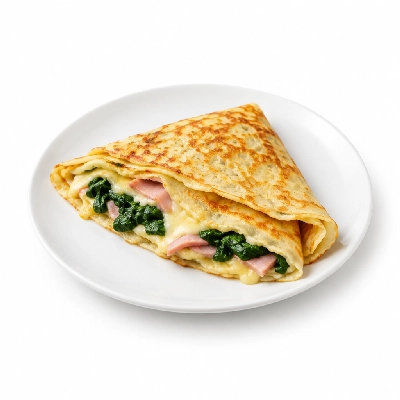 Coco's Bakery Restaurant Breakfast Spinach Ham & Cheese Crepes Deluxe
