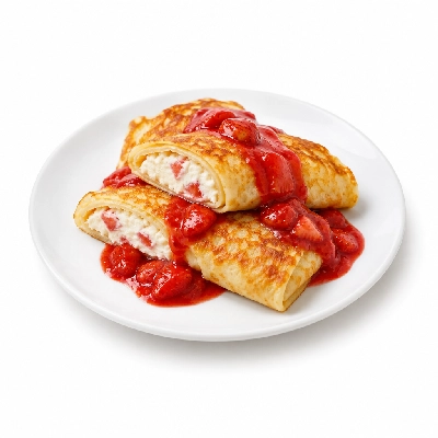 Coco's Bakery Restaurant Breakfast Strawberry Cheese Blintzes Deluxe