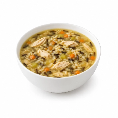 Coco's Bakery Restaurant Kids Menu Chicken & Wild Rice Soup Crackers
