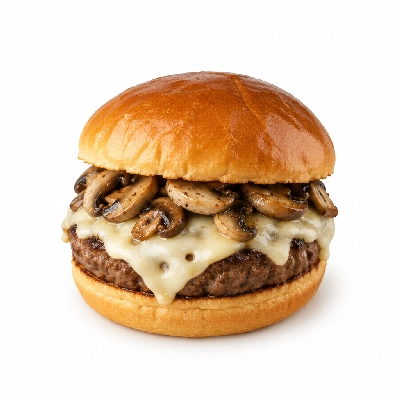 Coco's Bakery Restaurant Prime Rib Mushroom & Swiss Burger