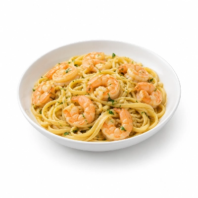 Coco's Bakery Restaurant Scampi Style Shrimp & Pasta Options of Salad or Soup