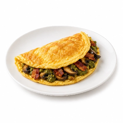 Coco's Bakery Restaurant Seasonal Favorites Portobello Pesto & Bacon Omelette