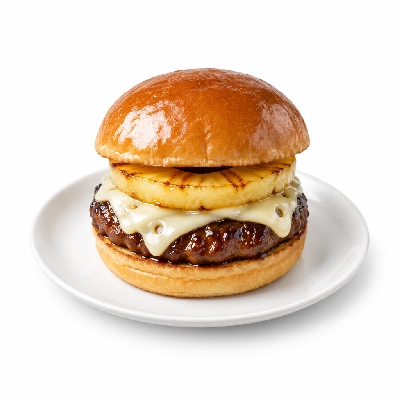 Coco's Bakery Restaurant Teriyaki Pineapple Swiss Burger Brioche Bun