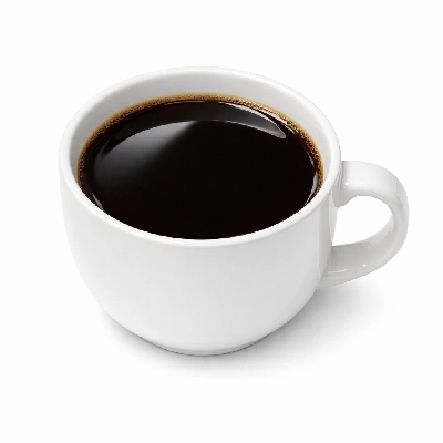 Coffee decaf prepared without milk or sugar