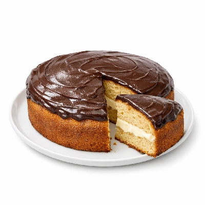 Coffeecake creme-filled with chocolate frosting