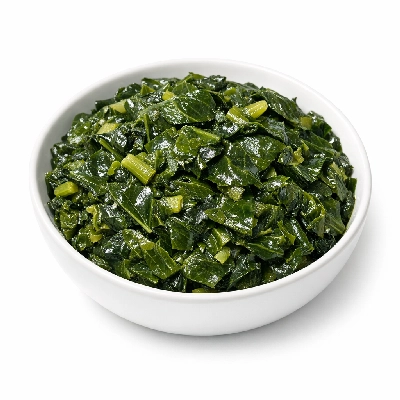 Collards frozen chopped cooked boiled drained without salt