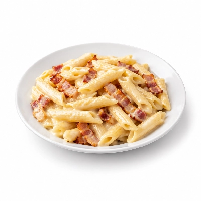 Compliments Penne Carbonara with Pancetta and Bacon