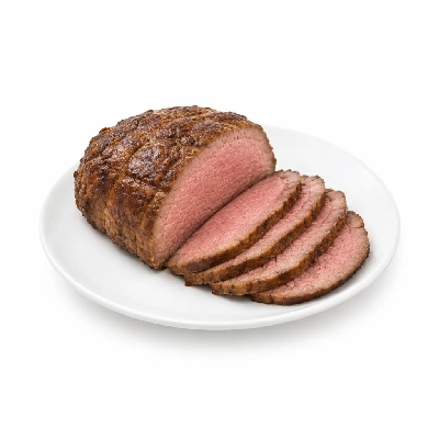 Cooked Beef Round Eye of Separable Lean Only, Choice, Roasted