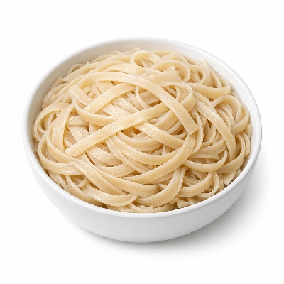 Cooked gluten free pasta made with brown rice flour