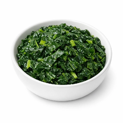 Cooked kale boiled with salt