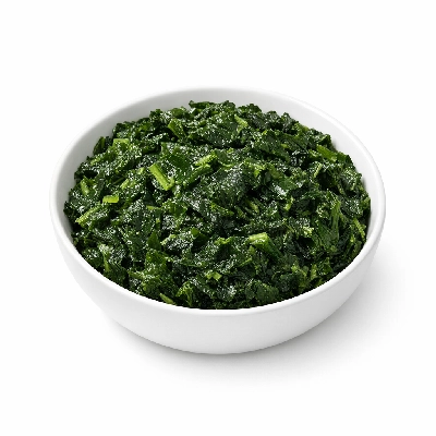Cooked kale frozen boiled with salt