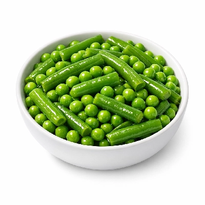 Cooked peas and green beans