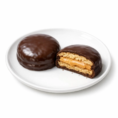 Cookie with peanut butter filling chocolate-coated
