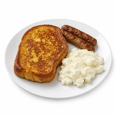 Corner Bakery Cafe Baked French Toast with Sausage & Scrambled Egg Whites