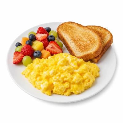 Corner Bakery Cafe Kids' Menu Scrambler with Toast & Fresh Fruit