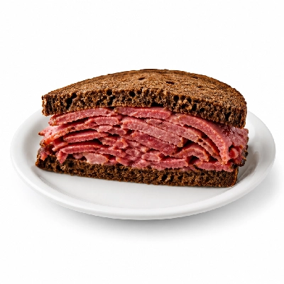 Corner Bakery Cafe Mom's Sandwiches Corned Beef on Caraway Rye Bread Half