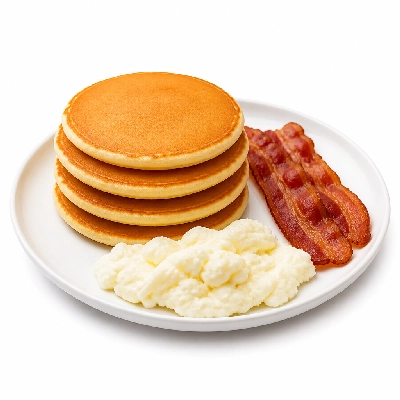 Corner Bakery Cafe Pancakes with Bacon & Egg Whites (4 Stack)