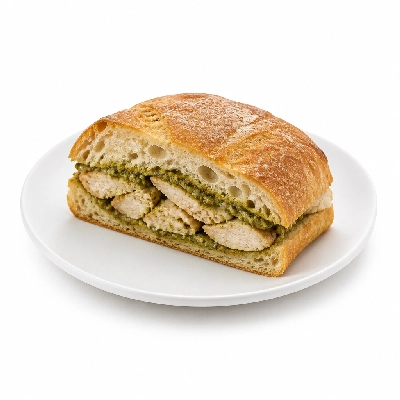 Corner Bakery Cafe Sandwiches Chicken Pesto on Ciabatta Ficelle Bread Half