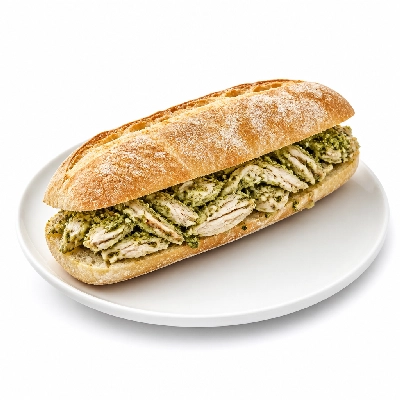 Corner Bakery Cafe Sandwiches Chicken Pesto on Ciabatta Ficelle Bread Whole