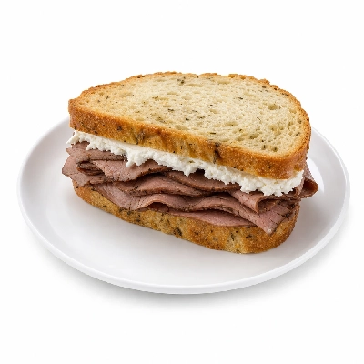 Corner Bakery Cafe Sandwiches Roast Beef & Goat Cheese on Potato Thyme Half