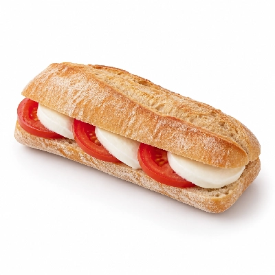 Corner Bakery Cafe Sandwiches Tomato Mozzarella on Ciabatta Ficelle Bread Half