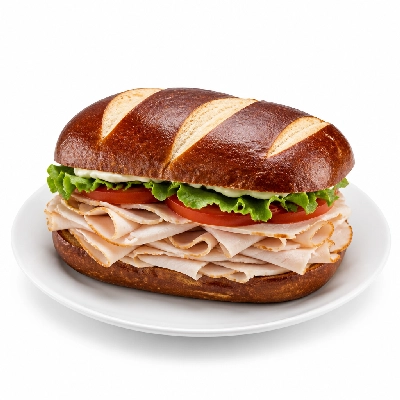Corner Bakery Cafe Sandwiches Turkey on Pretzel Bread Whole