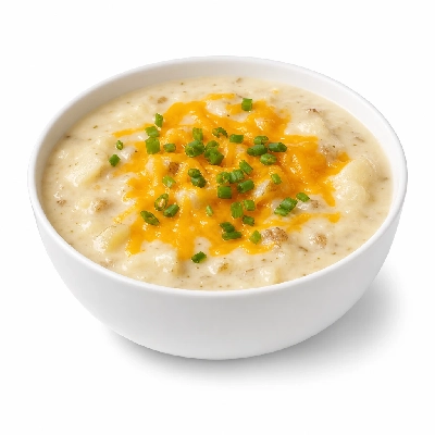 Corner Bakery Cafe Soups Loaded Baked Potato with Cheddar Cheese & Green Onion Bowl