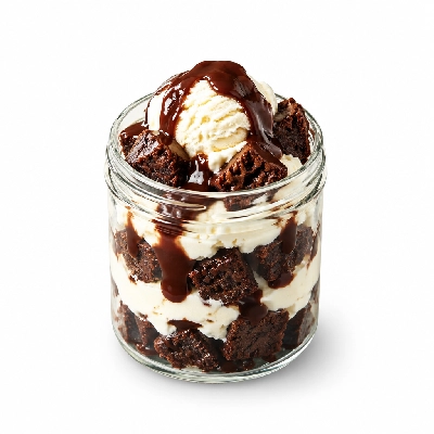 Country Pride Fudge Brownie Sundae in a Mason Jar