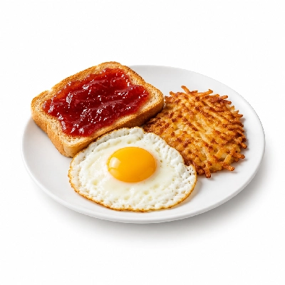 Country Pride One Egg Toast and Jelly with Hash Browns