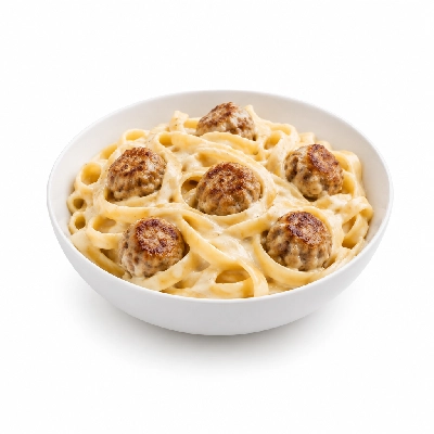 Country Pride Pasta Alfredo with Meatballs