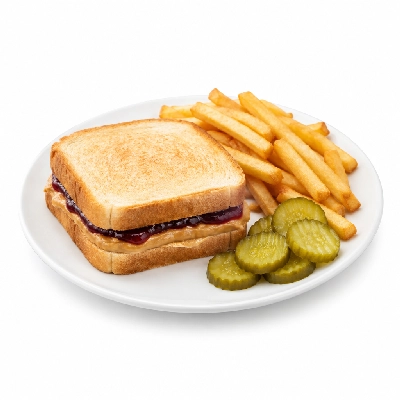 Country Pride Pb & J Sandwich with Fries and Pickle Chips