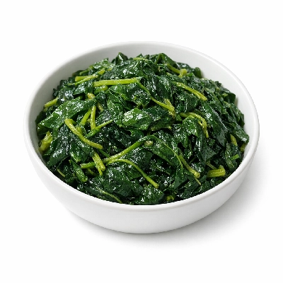 Cowpeas leafy tips cooked boiled drained with salt