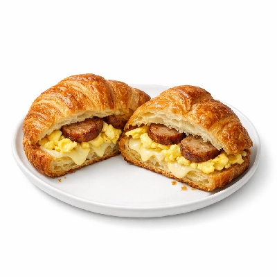 Croissant with egg cheese and sausage