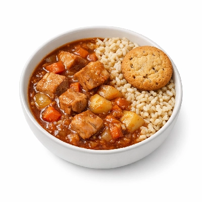 Cumin Pork Stew with Brown Rice & Cookie