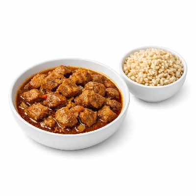 Cumin Pork Stew with Small Brown Rice Side