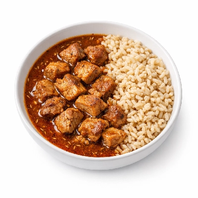 Cumin Pork Stew with Brown Rice