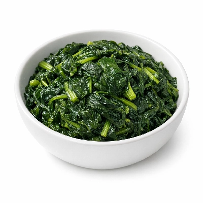 Dandelion greens cooked boiled drained without salt