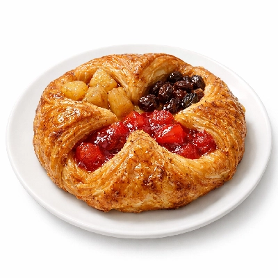 Danish pastry fruit unenriched includes apple cinnamon raisin strawberry